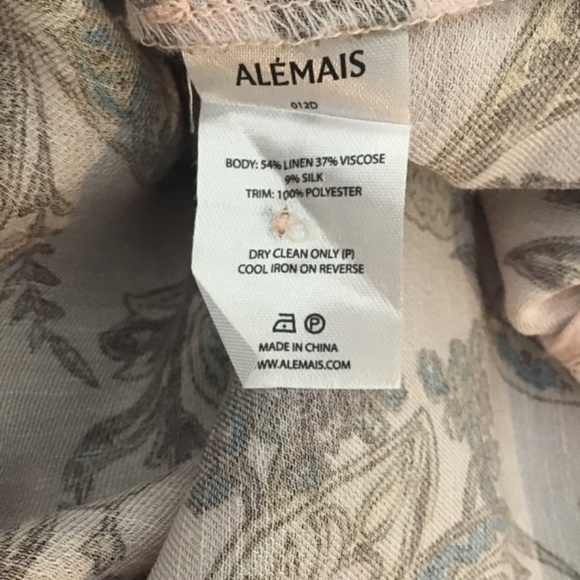 Alemais Estella blush pink paisley midi dress with blush lace trim - Picture 5 of 7